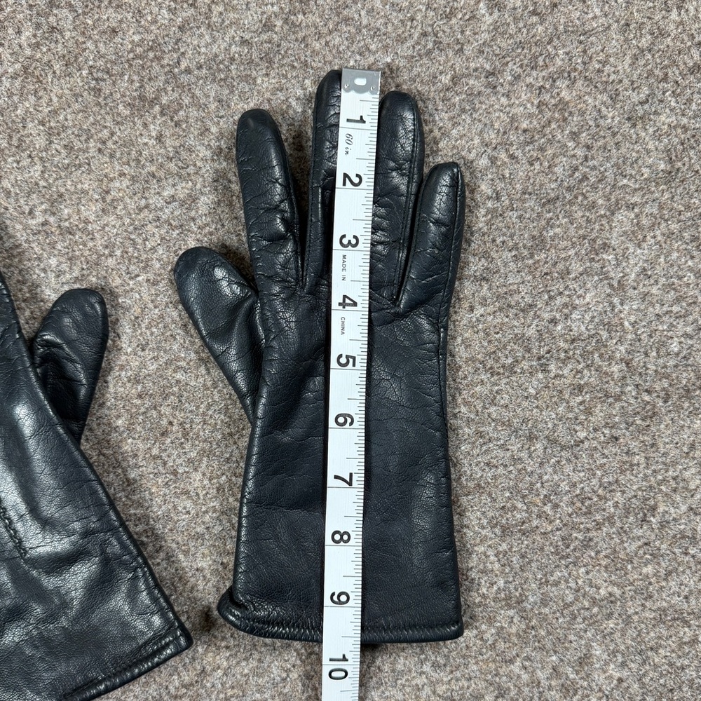 Vintage Fownes Black Genuine Leather Driving Gloves Lined Women’s Size 7.5 M/L - Picture 6 of 7